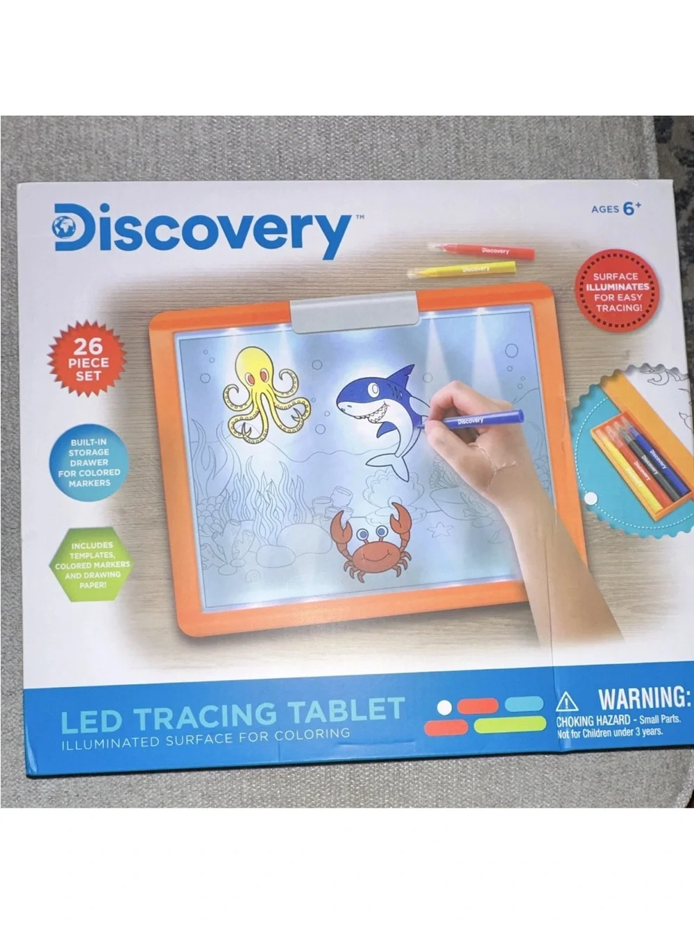 Discovery Orange LED Tracing Tablet with Blue Marker